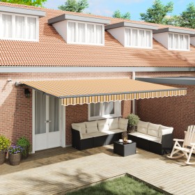 Toldo Retráctil Automático con Franja LED Multicolor 500x300 cm by , Awnings - Ref: Foro24-3331304, Price: 543,65 €, Discount: %