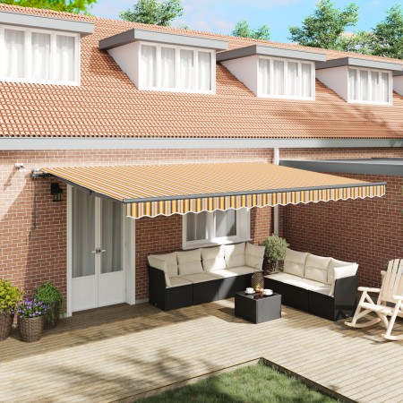 Toldo Retráctil Automático con Franja LED Multicolor 500x300 cm by , Awnings - Ref: Foro24-3331304, Price: 543,65 €, Discount: %