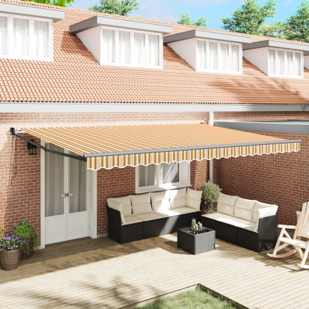 Toldo Retráctil Automático Rayado Multicolor 500x300 cm | Foro24.es | Tu tienda online para hogar, jardín y más Foro24.es