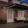 Toldo retráctil manual con LED Negro 500x300 cm, Tela de repuesto para toldo de 5x3 m Negro by , Awnings - Ref: Foro24-333131...