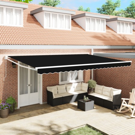 Toldo Retráctil Manual Negro 500x300 cm, Tela de Reemplazo para Toldo 5x3 m Negro von , Markisen - Ref: Foro24-3331323, Preis...