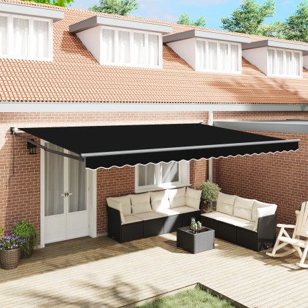 Toldo Retráctil Manual Negro 500x300 cm,  Tela de Repuesto para Toldo de 5x3 m Marco Negro | Foro24.es | Tu tienda online para hogar, jardín y más Foro24.es