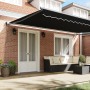 Toldo Retráctil Manual Negro 500x300 cm, Tela de Repuesto para