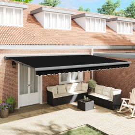 Toldo Retráctil Automático Negro 500x300 cm, Tela