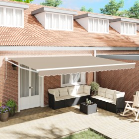 Toldo Manual Retráctil Beige 500x300 cm, Tela de Repuesto para Toldo de 5x3 m Beige by , Awnings - Ref: Foro24-3331341, Price...