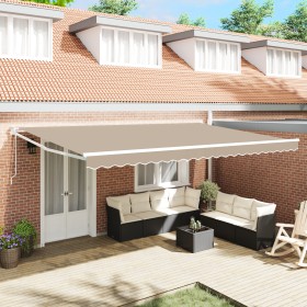 Toldo Retráctil Automático Beige 500x300 cm, Tela de Reemplazo para Toldo de 5x3 m Beige by , Awnings - Ref: Foro24-3331342, ...