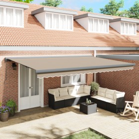 Toldo Retráctil Manual Beige 500x300 cm, Tela de reemplazo para Toldo de 5x3 m Beige by , Awnings - Ref: Foro24-3331347, Pric...
