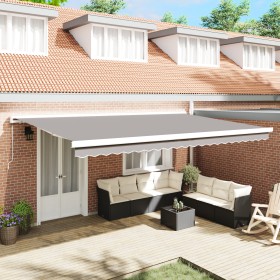 Toldo retráctil manual gris claro 500x300 cm