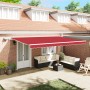 Toldo manual retráctil con LED rojo 500x300 cm, Tela de reemplazo para toldo para marco de 5x3 m rojo by , Awnings - Ref: For...
