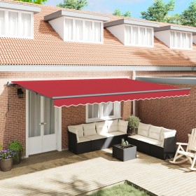 Toldo Retráctil Manual Rojo 500x300 cm, Tela de Repuesto para Toldo de 5x3 m Rojo by , Awnings - Ref: Foro24-3331427, Price: ...