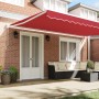 Toldo Retráctil Manual Rojo 500x300 cm, Tela de Reemplazo para Toldo de 5x3 m Rojo by , Awnings - Ref: Foro24-3331431, Price:...