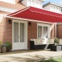 Toldo Retráctil Automático Rojo 500x300 cm, Toldo de Repuesto para Estructura de 5x3 m Rojo by , Awnings - Ref: Foro24-333143...