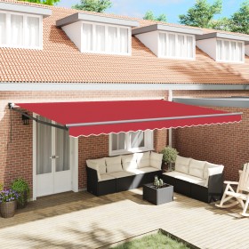 Toldo Retráctil Manual Rojo 500x300 cm, Tela de