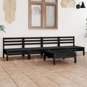 5-piece solid pine wood garden furniture set in black color. by vidaXL, Garden sets - Ref: Foro24-3082491, Price: 244,14 €, D...