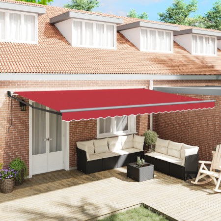 Toldo Retráctil Automático Rojo 500x300 cm, Tela de Reemplazo para Toldo 5x3 m Rojo von , Markisen - Ref: Foro24-3331434, Pre...