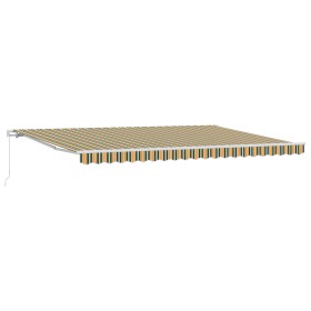 Toldo Retráctil Manual Verde y Amarillo 500x300 cm, Tela de reemplazo para toldo para marco de 5x3 m Verde y Amarillo by , Aw...