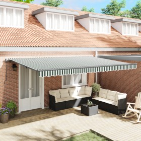 Toldo Retráctil Manual Verde y Blanco 500x300 cm, Tela de Reemplazo para Toldo 5x3 m Verde y Blanco by , Awnings - Ref: Foro2...
