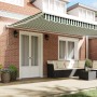 Toldo Retráctil Automático Verde y Blanco 500x300 cm, Tejido de repuesto para toldo para marco de 5x3 m verde y blanco by , A...