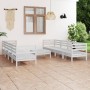 Gartenmöbel-Set 9-teilig aus massivem weißem Kiefernholz von vidaXL, Gartensets - Ref: Foro24-3082518, Preis: 453,54 €, Rabat...