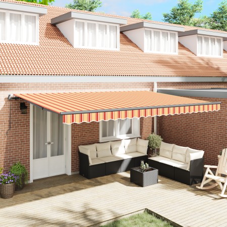 Toldo retráctil manual amarillo y naranja 500x350 cm by , Awnings - Ref: Foro24-3331489, Price: 433,65 €, Discount: %