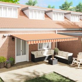 Toldo retráctil manual con LED amarillo y naranja 500x350 cm by , Awnings - Ref: Foro24-3331490, Price: 506,03 €, Discount: %