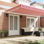 Toldo Manual Retráctil Rayas Rojas y Blancas 500x350 cm