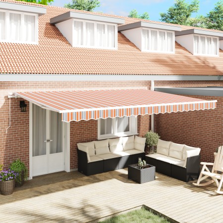 Toldo Retráctil Manual Rayas Multicolores 500x350 cm by , Awnings - Ref: Foro24-3331501, Price: 407,53 €, Discount: %