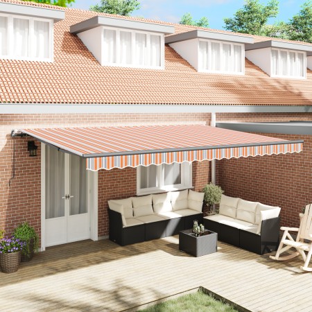Toldo Retráctil Manual a Rayas Multicolor 500x350 cm | Foro24.es | Tu tienda online para hogar, jardín y más Foro24.es
