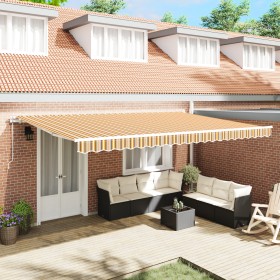 Toldo Retráctil Automático a Rayas Multicolor 500x350 cm by , Awnings - Ref: Foro24-3331511, Price: 496,98 €, Discount: %