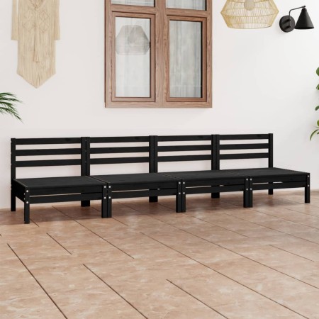 Gartenmöbel-Set 4-teilig aus massivem schwarzem Kiefernholz von vidaXL, Gartensets - Ref: Foro24-3082486, Preis: 201,59 €, Ra...