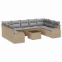 Conjunto de sofá de jardín 10 pcs Beige Poliratán
