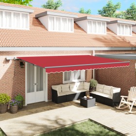 Toldo Retráctil Manual con LED Rojo 500x350 cm
