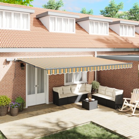 Toldo retráctil manual con LED verde y amarillo 500x350 cm,  tela de reemplazo para toldo de 5x3,5 m marco verde y amarillo | Foro24.es | Tu tienda online para hogar, jardín y más Foro24.es