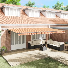 Toldo Retráctil Manual con LED Amarillo y Naranja 600x300 cm by , Awnings - Ref: Foro24-3331602, Price: 462,78 €, Discount: %