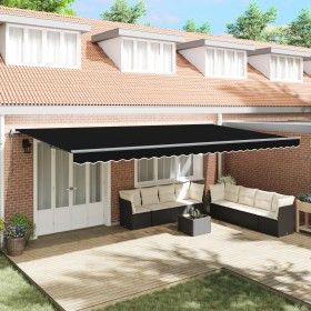 Automatic Retractable Awning Black 600x300 cm, Replacement Fabric for Awning for 6x3 m Black Frame by , Awnings - Ref: Foro24...