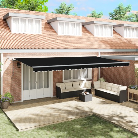 Automatic retractable awning with black LED 600x300 cm, Replacement fabric for 6x3 m black awning by , Awnings - Ref: Foro24-...