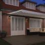 Manual retractable awning with white LED 600x300 cm, Replacement fabric for 6x3 m white awning by , Awnings - Ref: Foro24-333...