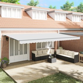 Automatic Retractable Awning White 600x300 cm, Replacement Fabric for Awning for 6x3 m White Frame by , Awnings - Ref: Foro24...