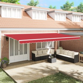 Manual Retractable Awning Red 600x300 cm, Replacement Fabric for Awning for 6x3 m Red Frame by , Awnings - Ref: Foro24-333167...