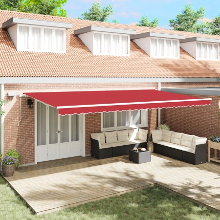 Manual Retractable Awning with Red LED 600x300 cm, Replacement Fabric for 6x3 m Red Awning by , Awnings - Ref: Foro24-3331678...