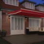 Manual Retractable Awning with Red LED 600x300 cm, Replacement Fabric for 6x3 m Red Awning by , Awnings - Ref: Foro24-3331678...
