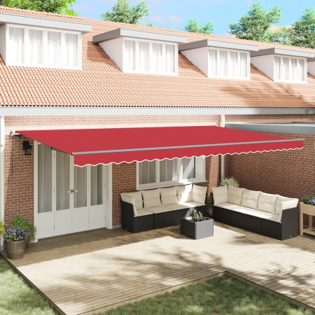 Manual Retractable Awning Red 600x300 cm, Replacement Fabric for 6x3 m Red Awning by , Awnings - Ref: Foro24-3331681, Price: ...