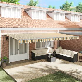 Automatic Retractable Awning Green and Yellow 600x300 cm, Replacement Fabric for Awning for 6x3 m Green and Yellow Structure ...