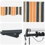 Automatic Retractable Awning with Green and Yellow LED 600x300 cm, Replacement Fabric for 6x3 m Awning Green and Yellow Frame...