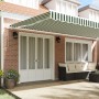 Manual Retractable Awning Green and White 600x300 cm, Replacement Fabric for 6x3 m Green and White Awning by , Awnings - Ref:...