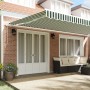 Automatic Retractable Awning Green and White 600x300 cm, Replacement Fabric for 6x3 m Green and White Awning by , Awnings - R...