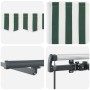 Manual Retractable Awning with Green and White LED 600x300 cm, Replacement Fabric for 6x3 m Green and White Frame Awning by ,...