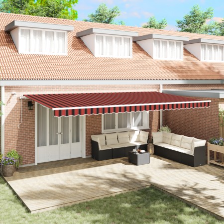 Automatic retractable awning with LED Orange and Brown 600x350 cm by , Awnings - Ref: Foro24-3331704, Price: 813,43 €, Discou...