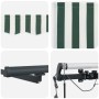 Automatic Retractable Awning with Green and White LED 600x300 cm, Replacement Fabric for 6x3 m Green and White Frame Awning b...