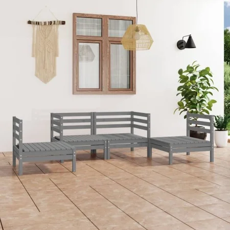 Gartenmöbel-Set 4-teilig aus massivem grauem Kiefernholz von vidaXL, Gartensets - Ref: Foro24-3082524, Preis: 222,36 €, Rabat...